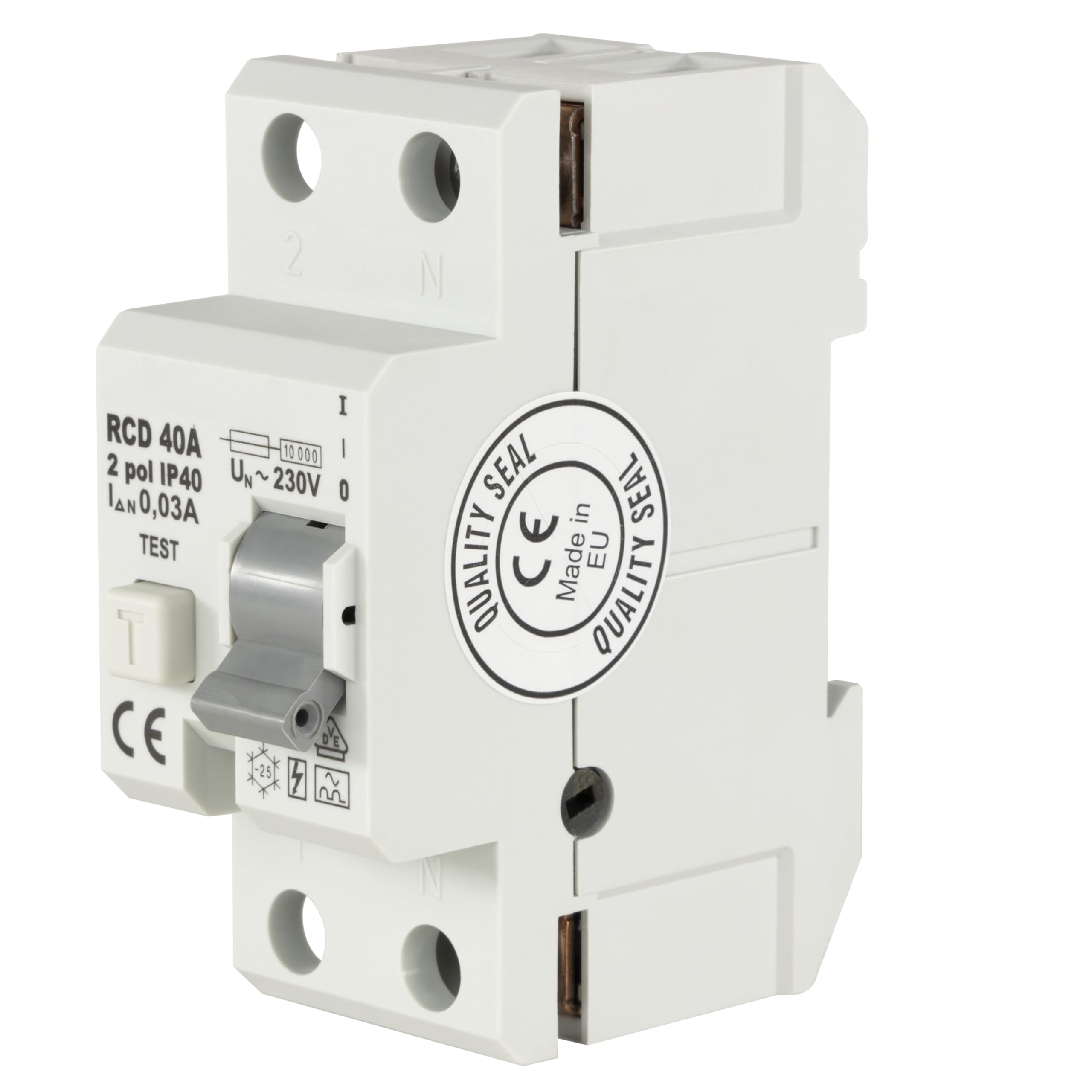 REV FI Schutzschalter – RCCB, 2-polig, 40 A, 30 mA, 2TE, 240 V, grau