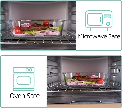 Miniatura 5 de HAKEEMI Paquete de 10 recipientes de vidrio para preparación de comidas, recipientes herméticos de almacenamiento de alimentos con tapas,