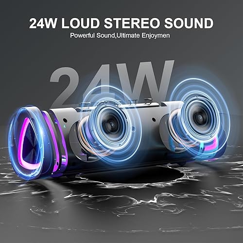 Miniatura 2 de aowoka Altavoz Bluetooth, altavoces inalámbricos portátiles 2025 con luz LED, Bluetooth 5.4, tiempo de reproducción de 24 horas, graves mejorados,