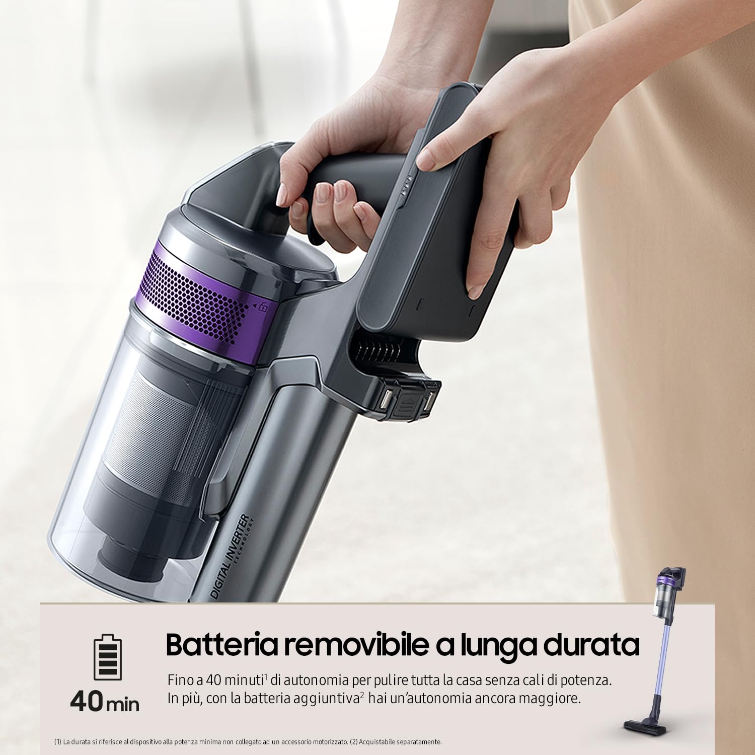Samsung VS15A6031R4 Stabstaubsauger Akku Trocken Beutellos 0,8 l Schwarz (VS15A6031R4/ET)