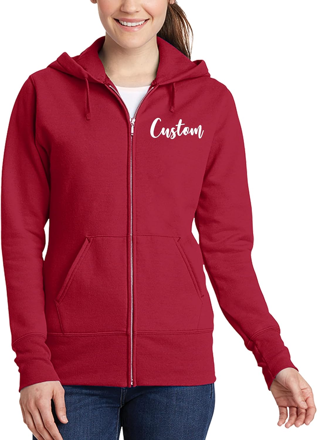 TEEAMORE Custom Womens Full-Zip Hoodie Sweatshirt Wedding Anniversary Bachelorette Bridal Shower