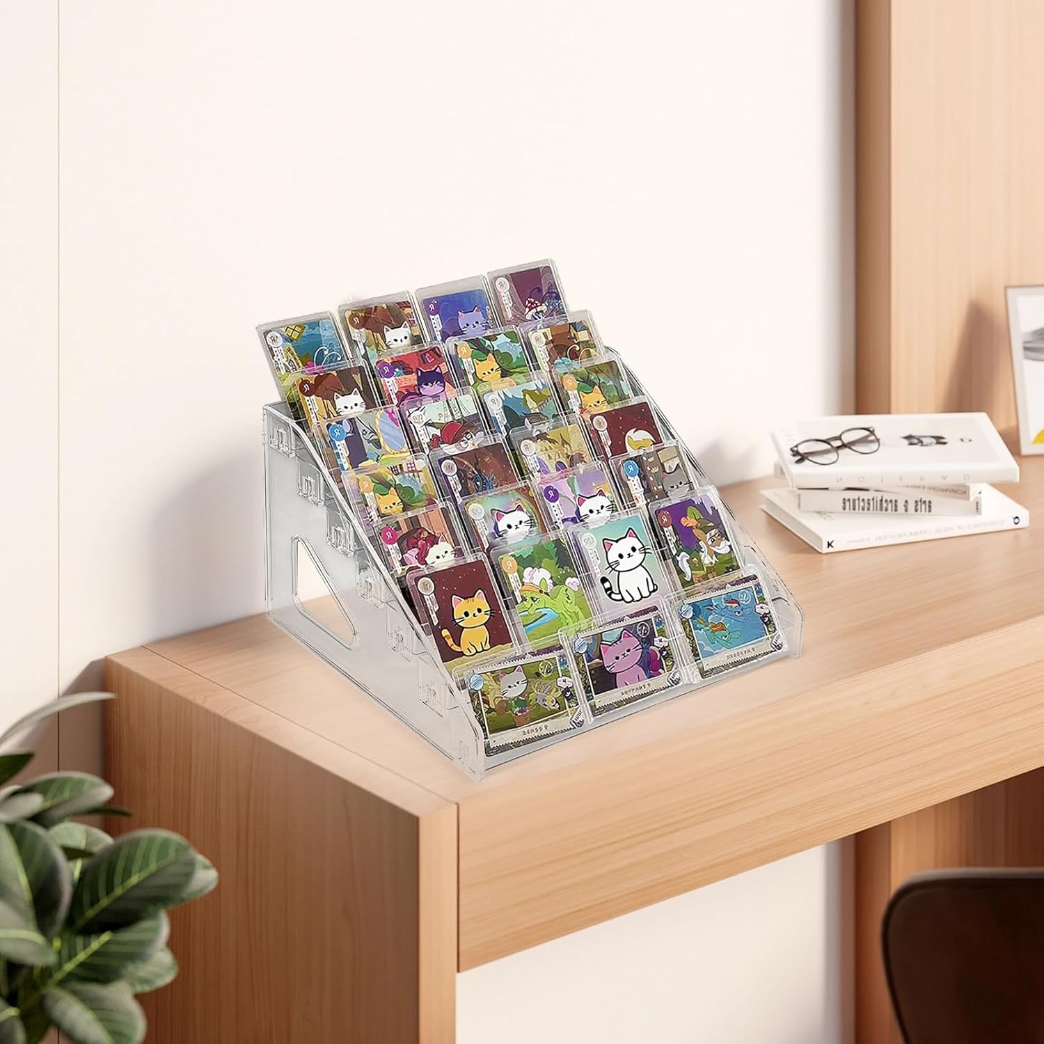 4 Pcs 7 Tier Acrylic Card Display Stand 12 in Versatile Stand Holder Portable Display Rack for Graded PSA Sports Cards Business Trading Cards Greeting Card