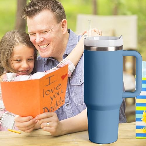 Miniatura 7 de Tumbler With Handle 40 oz and Straw Lid,304 Stainless Steel Water Bottle, Travel Mug Insulated Tumblers Iced for Tea Coffee Gift, large capacity car