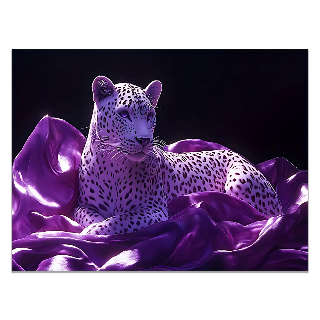 TODOAA Funny Bathroom Wall Art Abstract Leopard Mural Vintage animal Artwork Prints, Abstract Styles Wall Decor for Living Room, Bedroom, Kids room Decor(Purple 8)-60x90cm Unframed