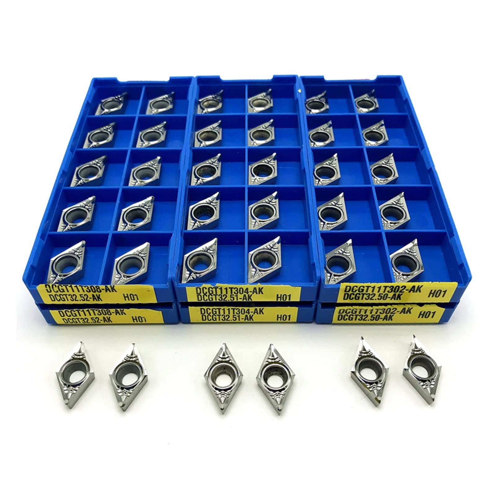 Herramienta de Corte de Herramientas de Torno de Inserciones de Aluminio CNC Torneando Las Herramientas de torneado de Madera de carburo JIYAMI'EN EL (Size : DCGT070204 AK H01, Color : 10pcs)