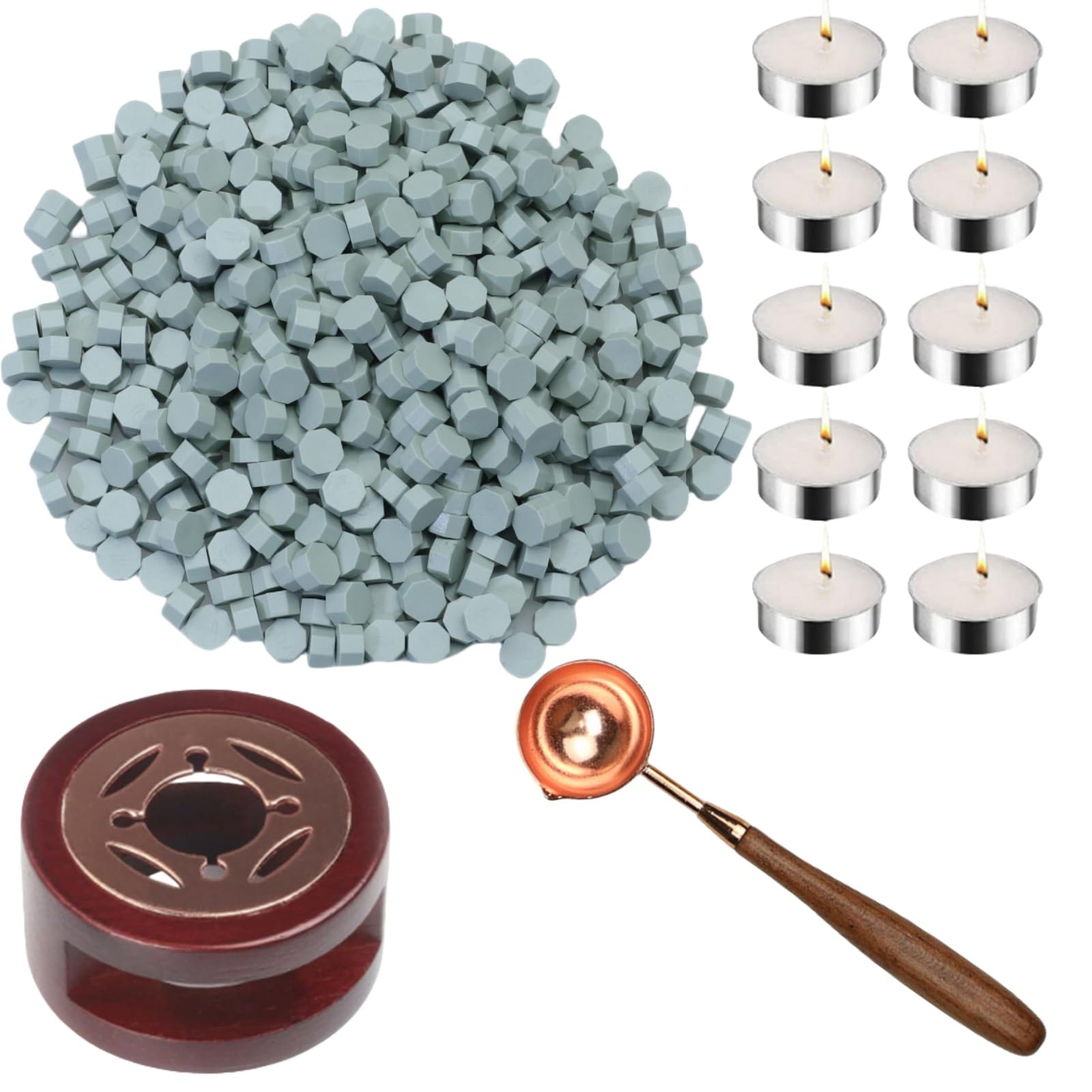 Sealing Wax Beads Kit, Atopbb 300pcs Mixed Red Color Wax Seal Beads, 1pcs Wooden WaxSeal Warmer