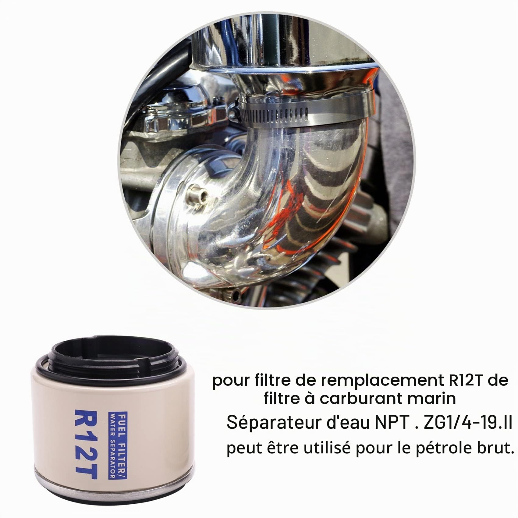 Lot de 2 filtres de séparation pour carburant R12 R12S R12T Racor 140R 120At S3240 Npt Zg1 / 4-19 SFC-8801-10