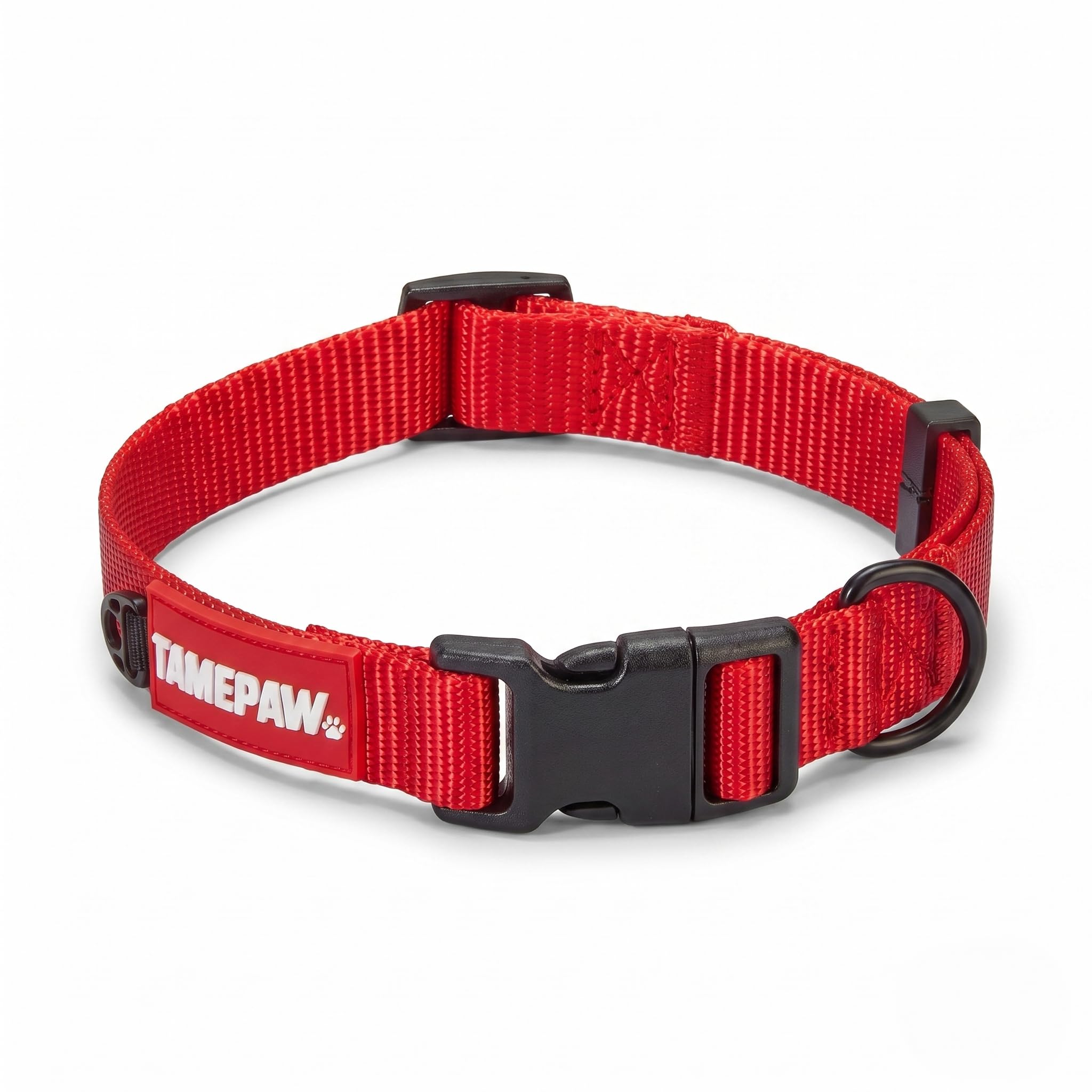 Tamepaw Puppy & Small Dog Collar, Nylon, Quick-Release Buckle, Red, Small