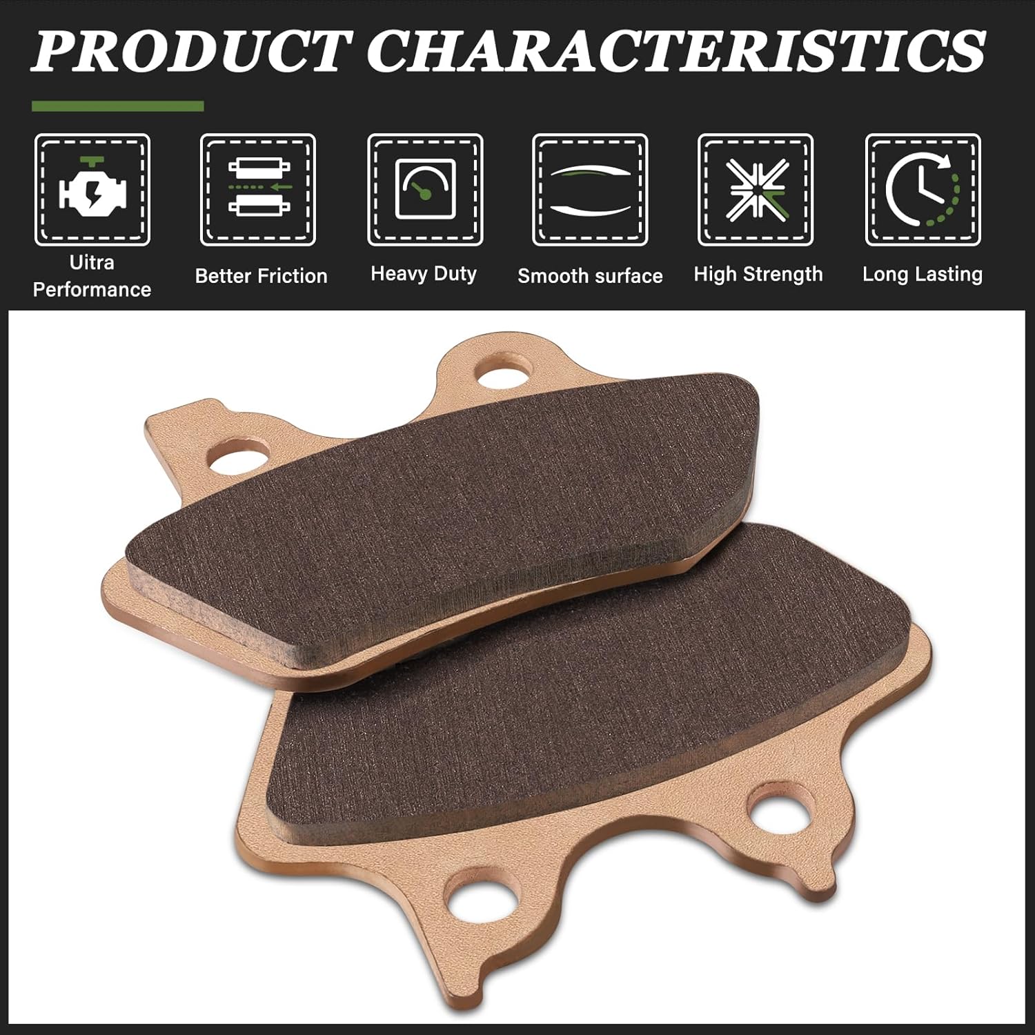 LOCOPOW Sintered Brake Pads Front and Rear for Harley Davidson Softail, Heritage Classic, Fat Boy, Dyna Electra Glide,Sportster XLH883R/2000 2001 2002 2003 2004 2005 2006 2007