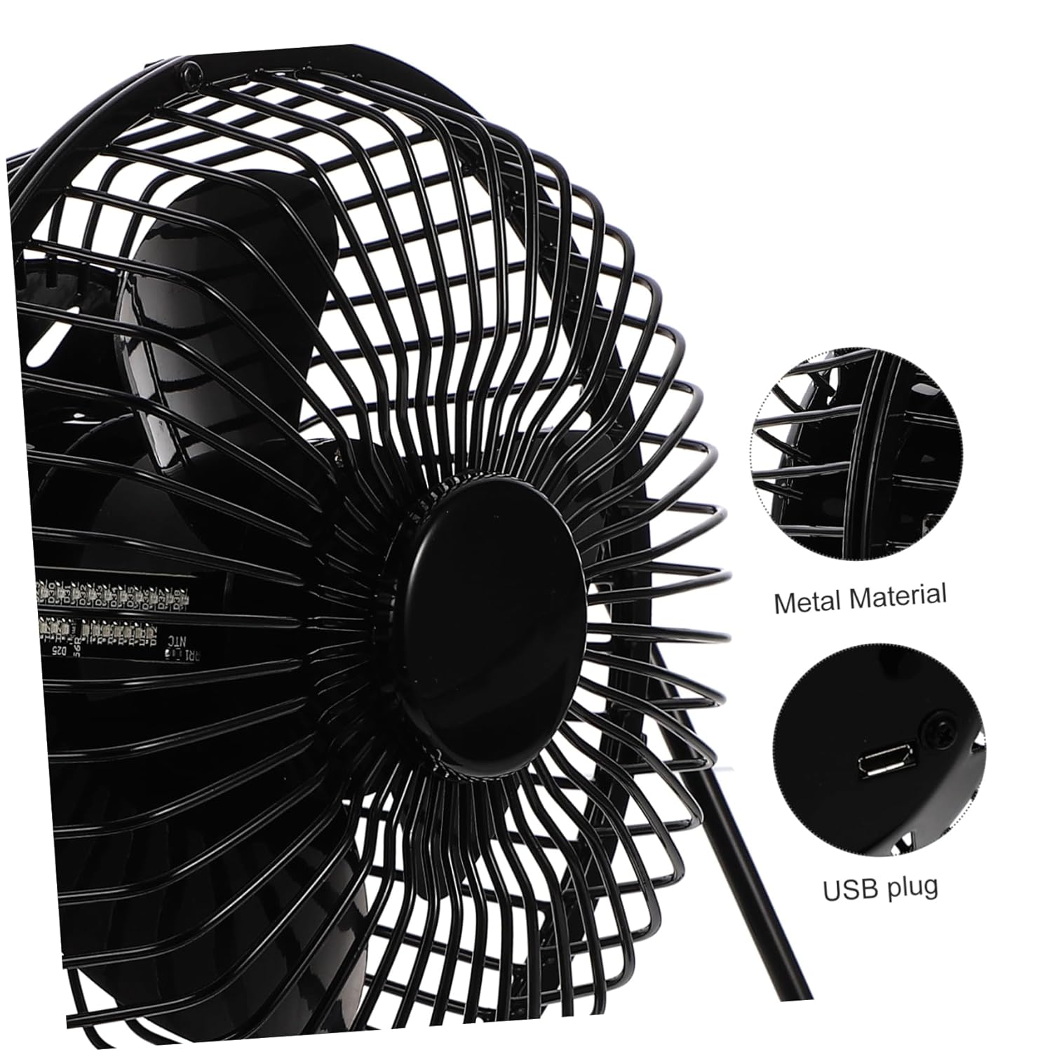 Mini Portable Fan Led Clock and Temperature Display -Powered Desk Fan Metal Frame Ideal for Home Office Travel