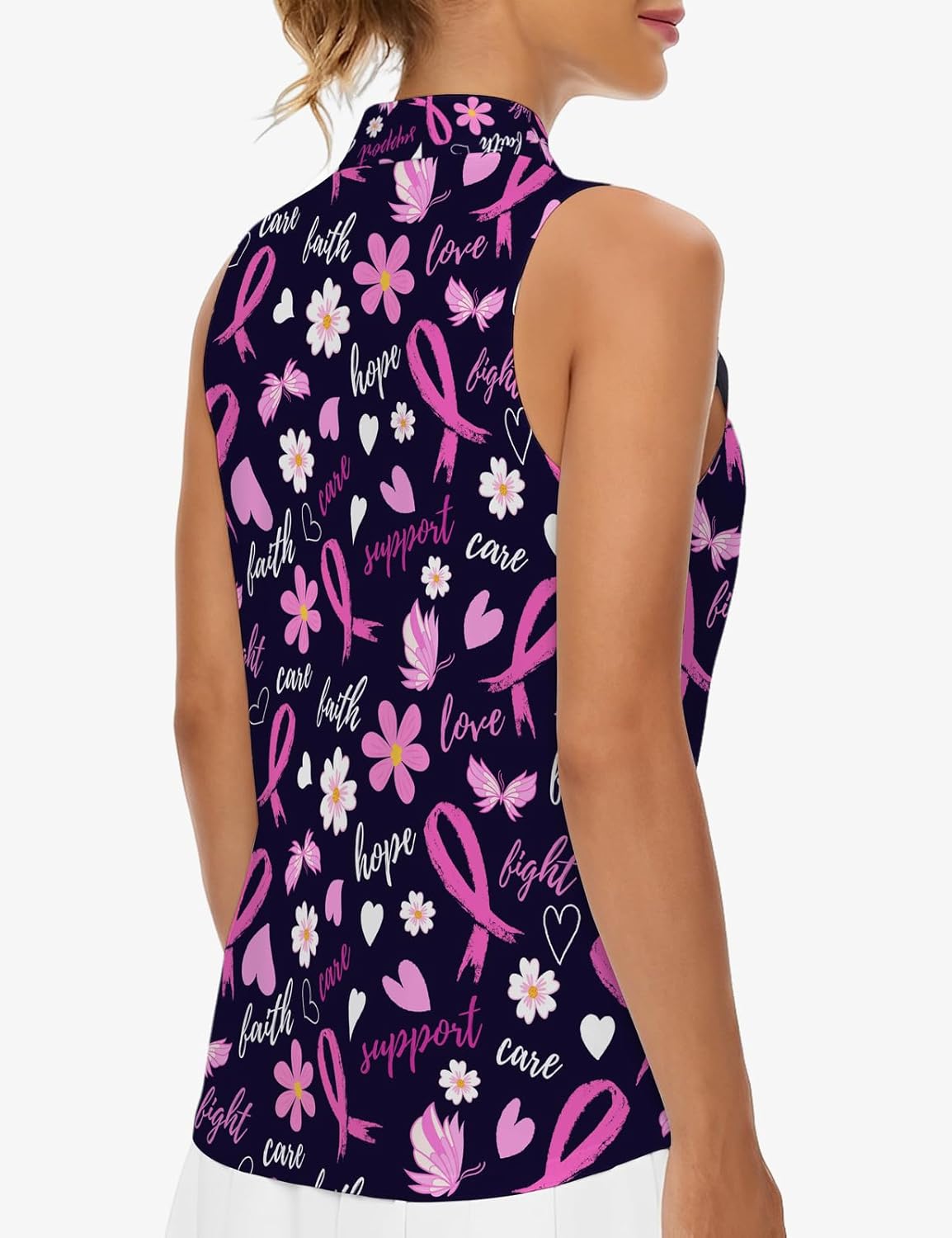 Golf Shirt Womens Sleeveless Moisture Wicking Athletic Printed Polo Golf Tank Top Women (XS-4XL) - Image 4