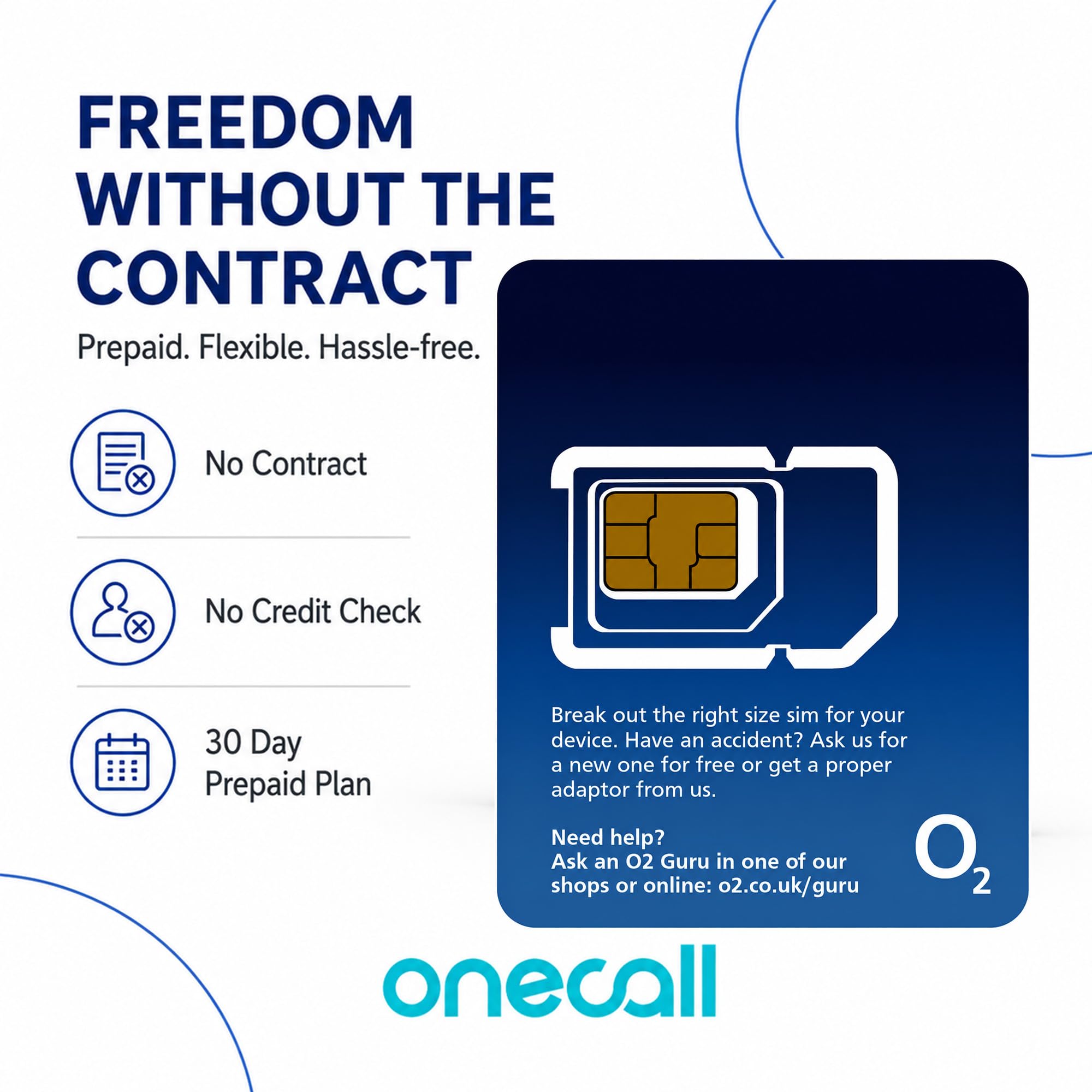 OneCall O2 Carte SIM prépayée 30 jours illimités 4G/5G 25 Go EU Roaming