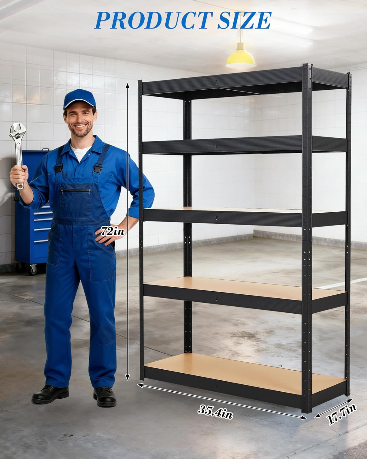 Garage Storage Shelves,36x18x72 Garage Shelving Heavy Duty Metal Adjustable Garage Shelves,5-Tier Adjustable Shelving Units,Loads 2500 LBS,Metal Storage Utility Racks for Warehouse