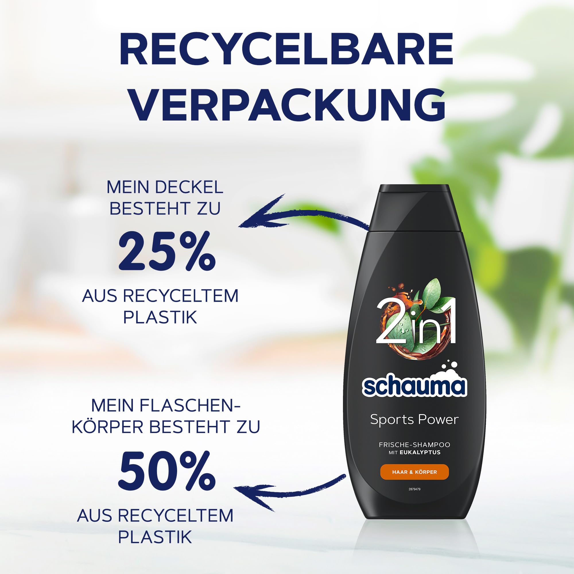 Schauma Schwarzkopf 2in1 Frische-Shampoo Sports Power (10x 400 ml), Haarshampoo mit belebender Formel für Haar & Körper, Shampoo kräftigt das Haar und verleiht einen Frische-Kick