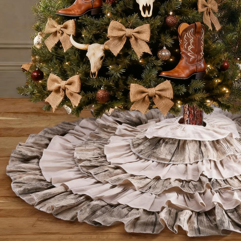Amazon.co.jp: yuboo 秋のフリル付きクリスマスツリースカート 48