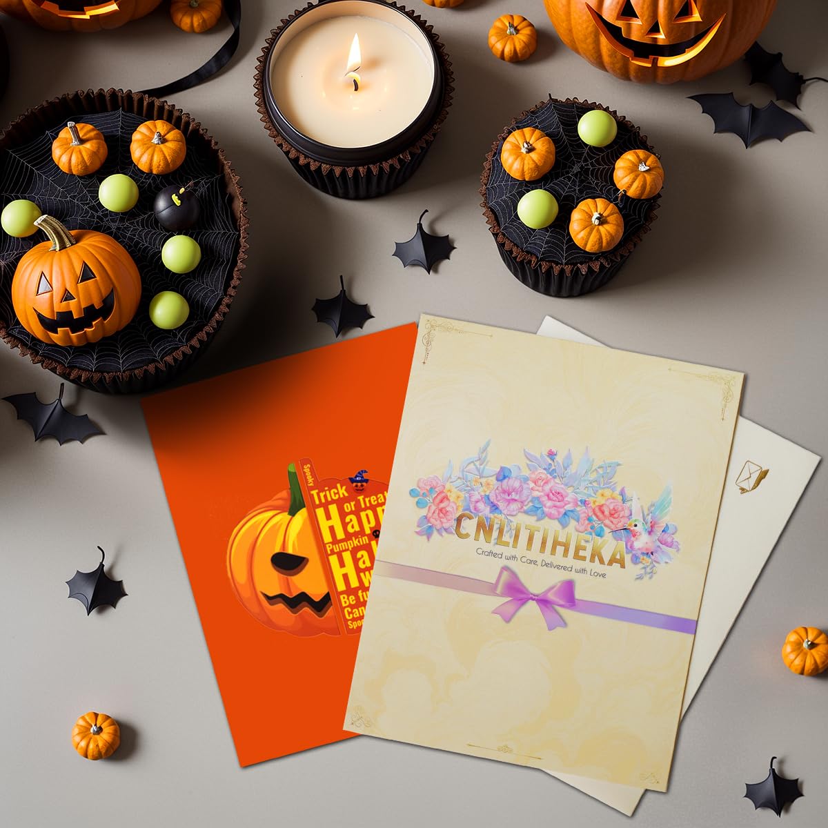 CNLITIHEKA Pumpkin Truck Halloween Pop Up Card, Trick or Treat Card, Happy Halloween Cards - Image 3