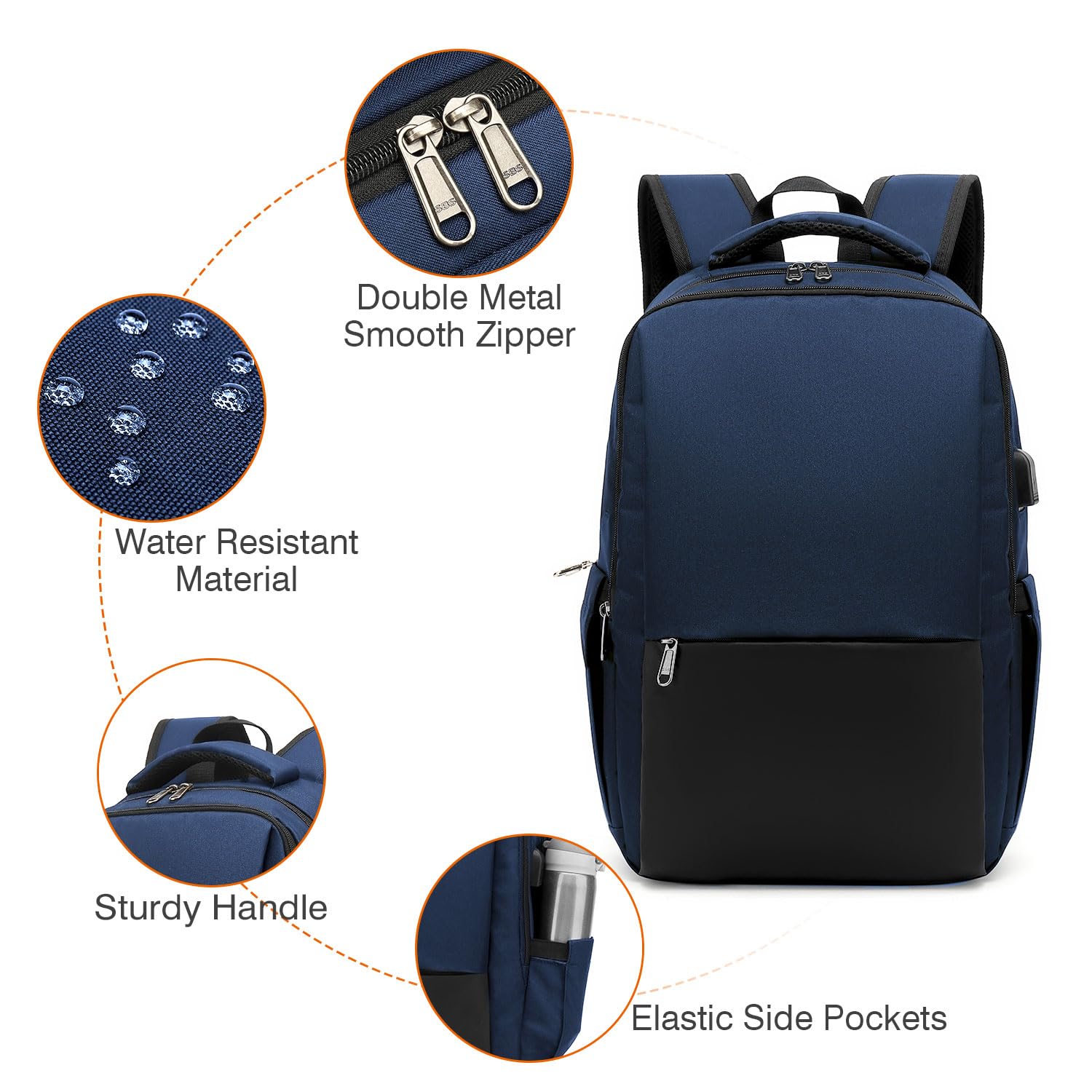 Besttravel Zaino Porta PC,Zaino PC Portatili con Anello antifurto.Zaino per Computer da 15.6 Pollici Notebook,Zaino per Laptop,Zaino Impermeabile da Uomo per Scuola,Lavoro o Viaggio