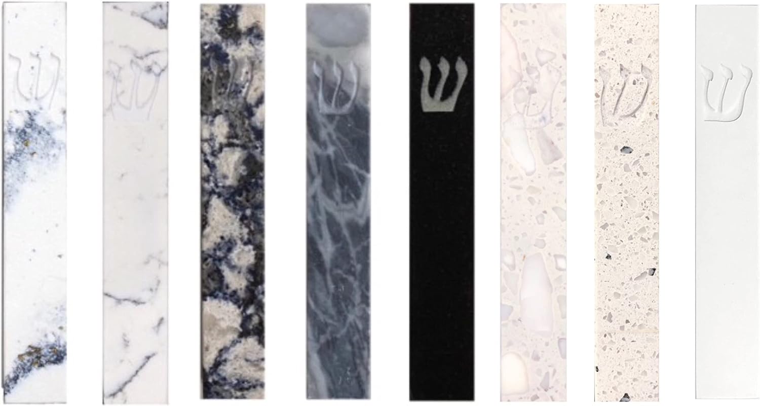 A&S Mezuzot Quartz Mezuzah Case with Engraved Shin Design Easy Peel and Stick Judaica Door Mezuza (Classic White, 6 inches)