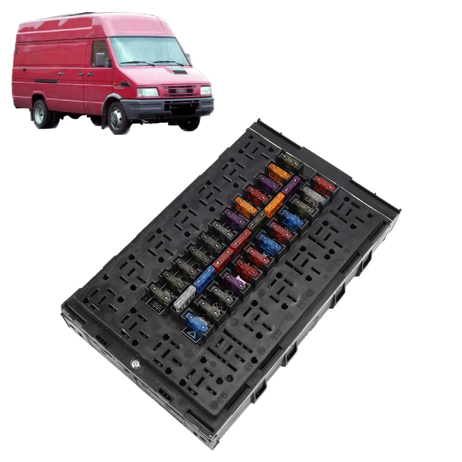 Portafusibili 2997086 Originalteil Fusibili piatti 4838244 per Iveco Daily II III 1989-2006 Scatola dei fusibili 112 PINS Auto Blocco fusibili box