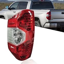 Left Driver side Tail Light Assembly For 2014 2015 2016 2017 2018 2019 2020 2021 Toyota Tundra 1794 SR5 TRD Limited Pickup Truck Replacement Rear Brake Lamp Housing Red Lens W/Light Bulb SocketsLH