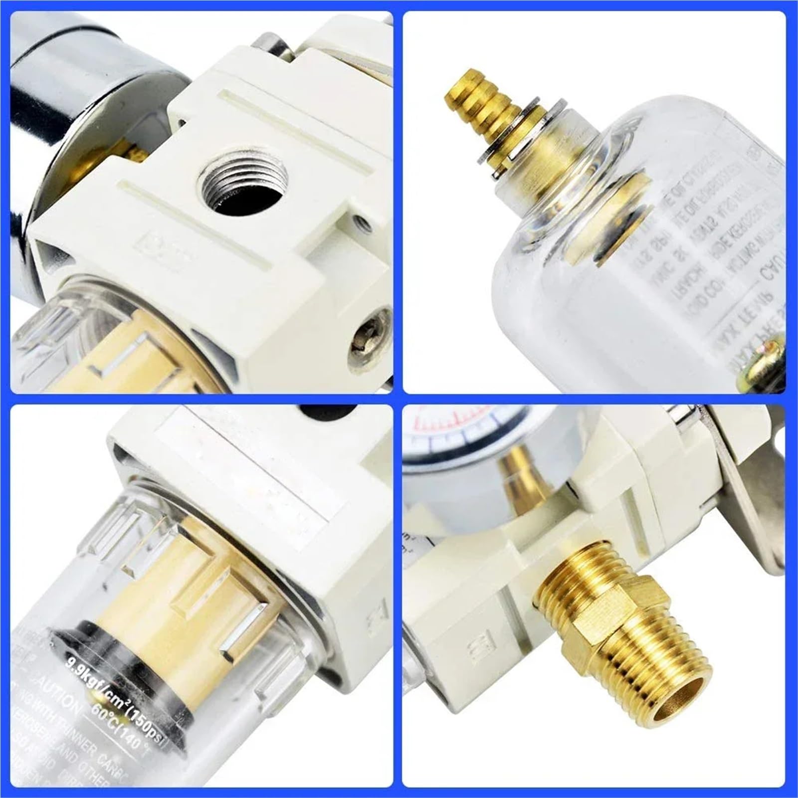 1 régulateur de pression de filtre à air pneumatique AW2000-02 1/4 BSPT, combiné Piggyback, filtre de compresseur d'outils pneumatiques avec manomètre(AW2000-02 C PC4-02)