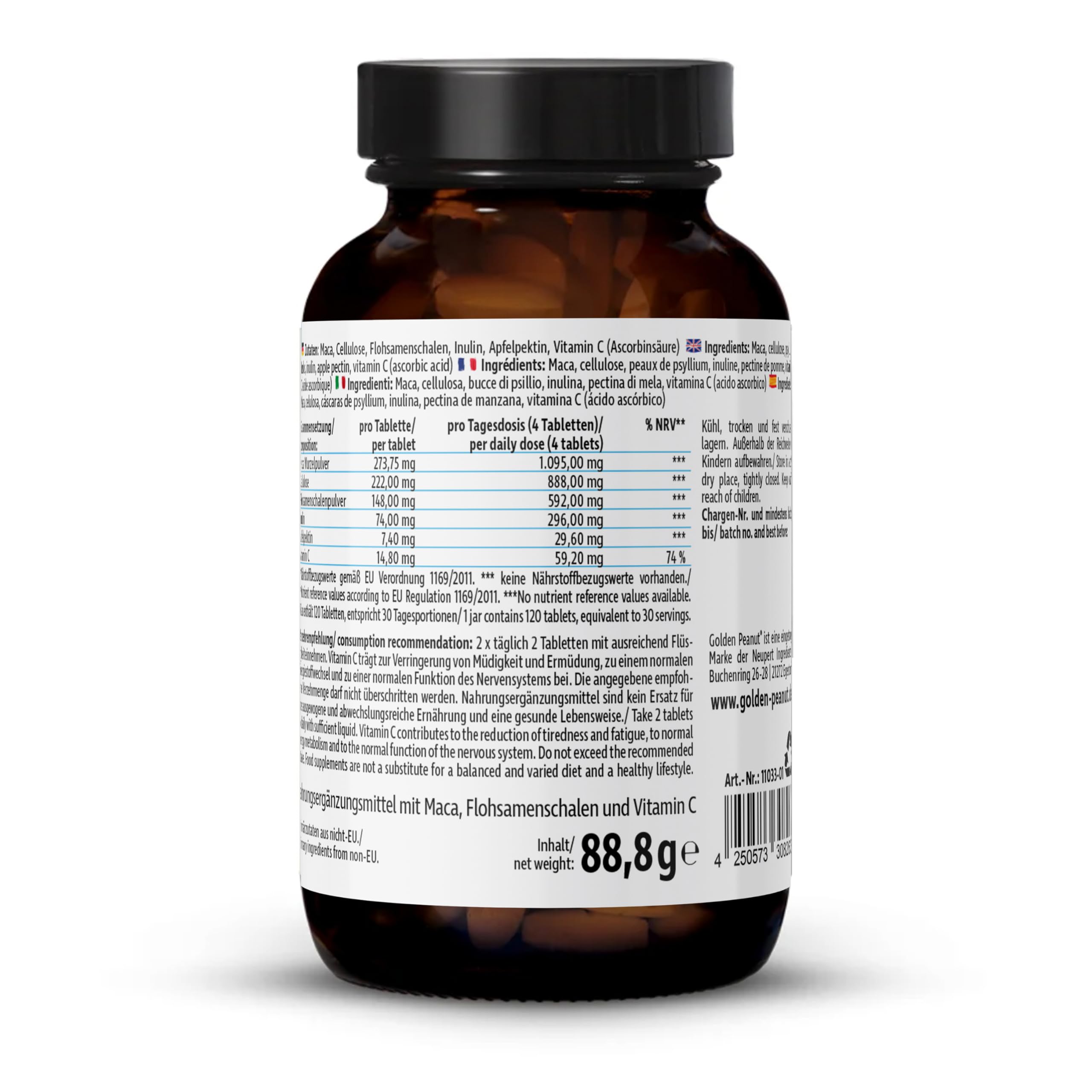 GOLDEN PEANUT BallastoVital C Tabletten mit Flohsamen & Pektin 3x120 Stück