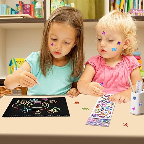 Miniatura 3 de ZMLM Regalo de Navidad para niña Kit de artesanía papel para rascar arco iris, suministros de proyectos de arte mágico, actividad de dibujo para