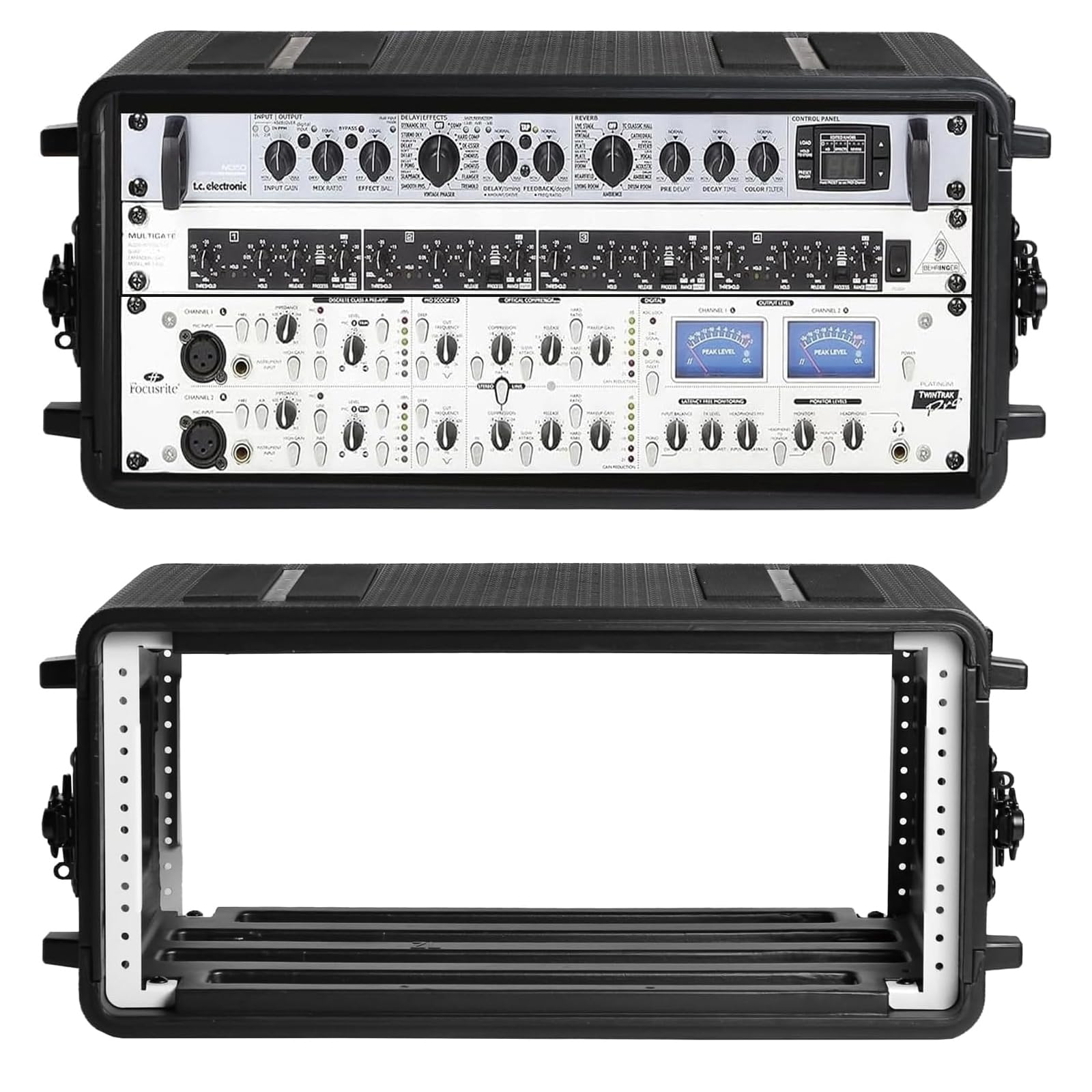 4U Cases Leichtes 11”Depth 19’’geformtes 4U-Rack-Gehäuse Rack-Gehäuse Langlebige wasserdichte staubdichte 4U Shock Mount Racks aus HDPE 19“ Rackmount Flightcases mit Mikrofonfächern