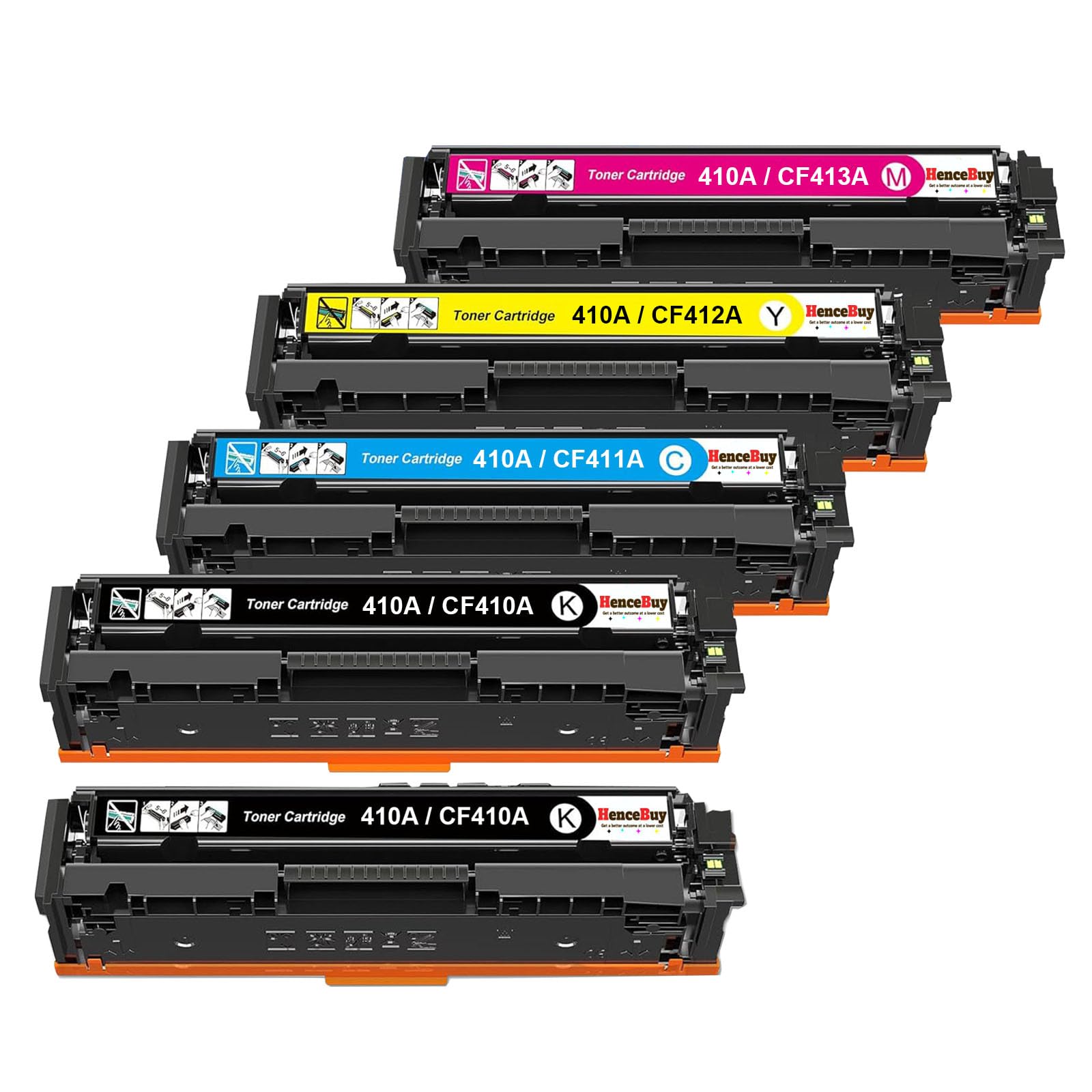 410A Cartucce di Toner Compatibile per HP 410A CF410A 410X CF410X per Color LaserJet Pro MFP M477fdw M477fdn M477fnw M377dw M452nw M452dn M477dw M477 M452 Nero Ciano Magenta Giallo (5-Pack)