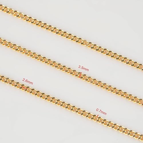 Miniatura 3 de Cadena cubana de 32.8 pies para hacer joyas, rollo de cadena de latón chapado en oro de 18 quilates con anillos abiertos y cierres de langosta,