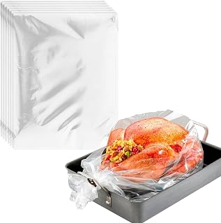24 Pieces Turkey Oven Bag (including Tie) Versatile PET Frying Bag Suitable for Chicken, Turkey Meat, Vegetable and Seafood Standard Size: 38cm x 25cm