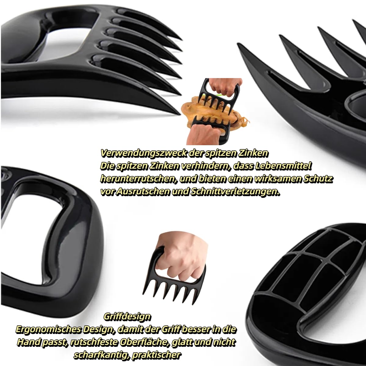2 Paar Pulled Pork Krallen Gabeln - Garten Grills & Zubehör Grillbesteck Gabeln, Männer Geschenk Geschenke für Papa, Grill Zubehör Grillzubehör, BBQ Zubehör (BBQ–26-teiliges Set)