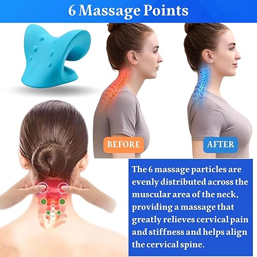 Miniatura 5 de Dispositivo de tracción cervical, estirador de cuello, tracción cervical para relajación muscular, corrector de joroba de cuello para alivio del