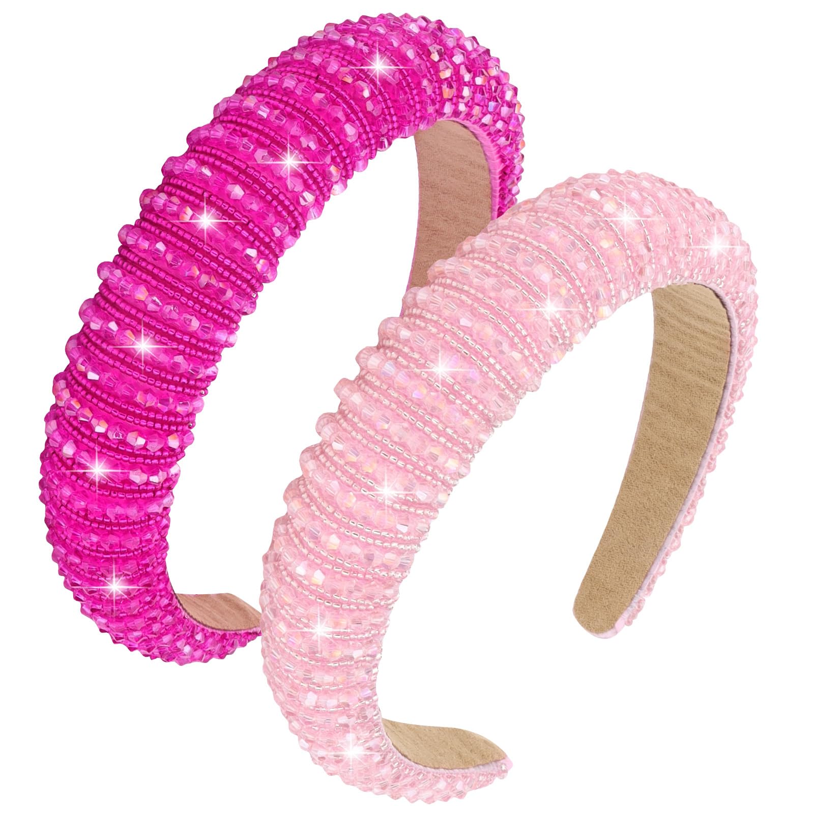 Puffy Crystal Headband Puffy Black Velvet and Clear Rhinestone Headband – Pink  main image 4