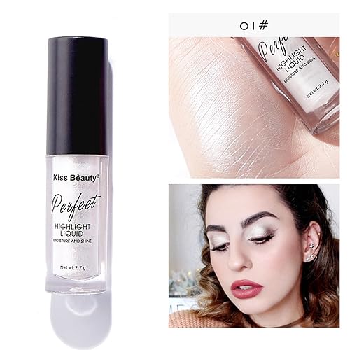 Miniatura 3 de Maquillaje líquido para resaltadores faciales, resaltador de contorno multiusos, ligero blanco perla, rosa suave, base líquida iluminadora, suave y