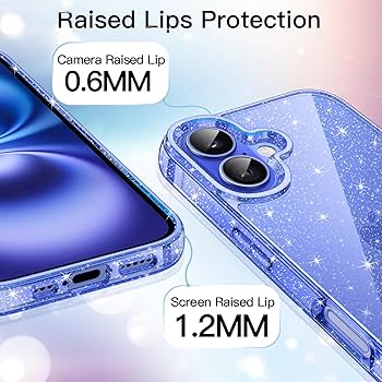 Hython For IPhone 16 Pro Case Glitter, Clear Glitter Sparkly Shiny Bling Sparkle Cute Cover, Anti-Scratch Soft TPU Thin Slim Fit Shockproof Protective Phone Cases For Women Girls, Blue Glitter