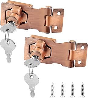 BokWin 2PCS Keyed Hasp Locks 2.5 Inch Twist Knob Keyed Locking Hasp，Cabinet Knob Lock Safety Hasp with Lock for Small Doors, Cabinets and More，Red Bronze（Keyed Different）