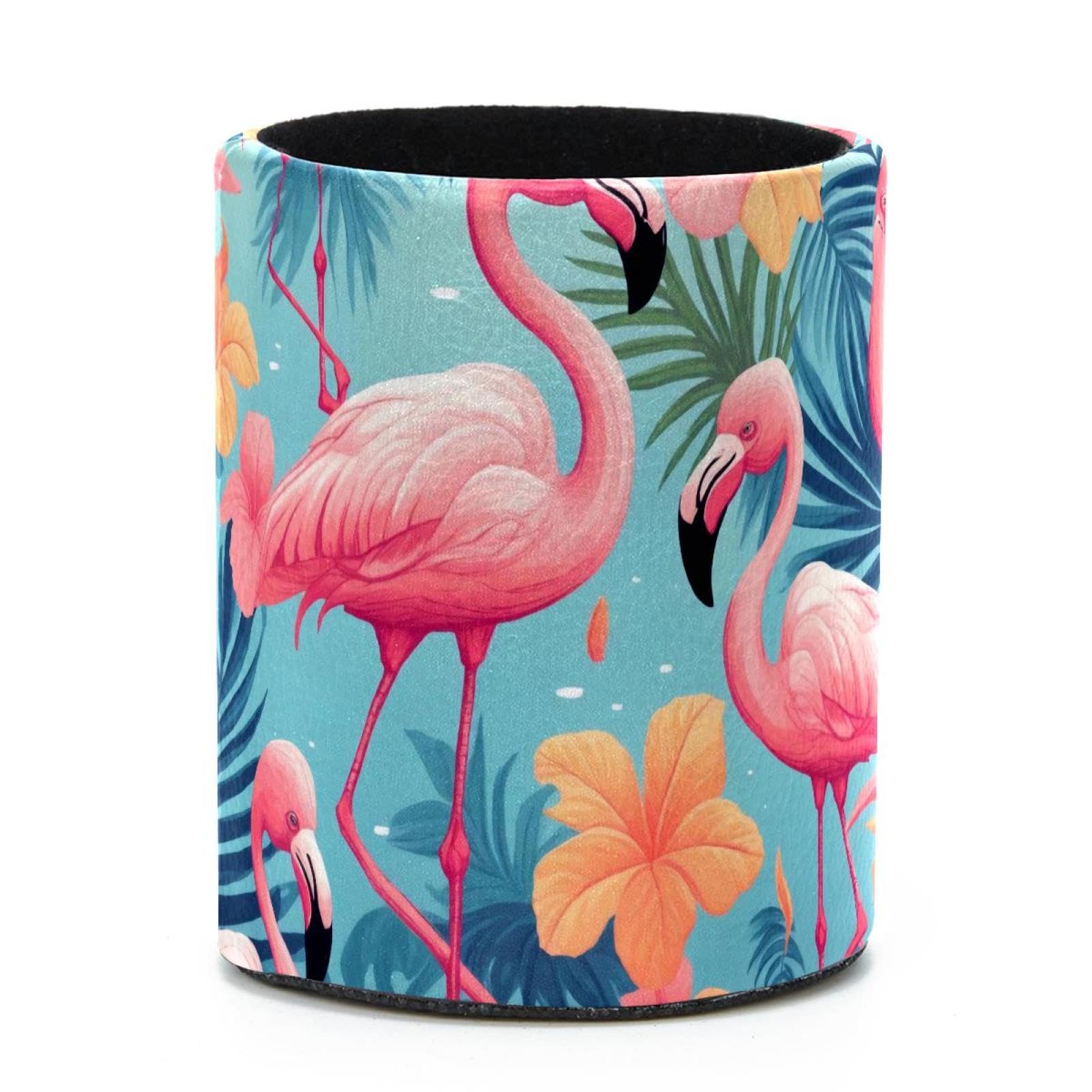 VAPOKF Round Pencil Holders for Desk, Flamingo Pen Holders Pen Pot Makeup Brushes Storage Desktop Stationery Supplies Organiser for Home Office