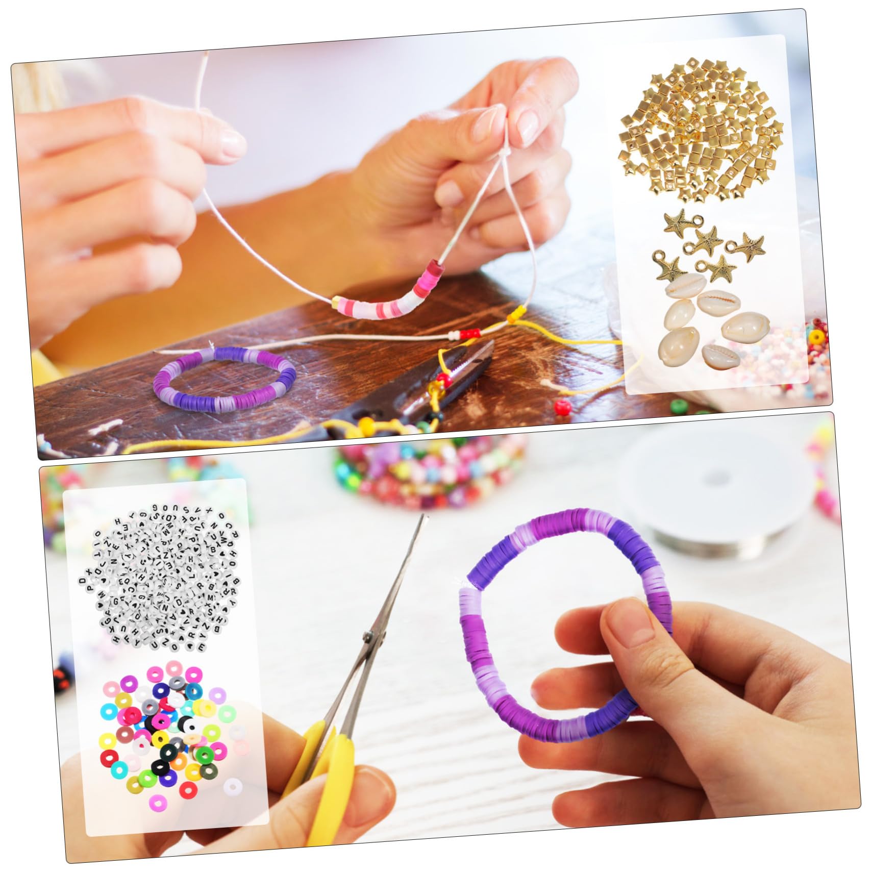 Artibetter Tonperlen Schmuckset mit Zubehör für DIY Armband Basteln Inklusive Werkzeugen und Materialien Vielfältige Stile und Leuchtende Farben für Anfänger und Geschenke