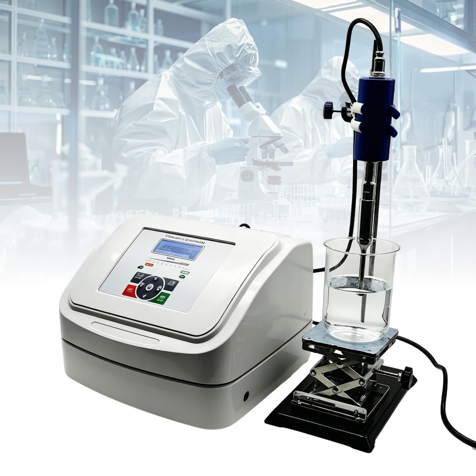 ZHENYUWANG Cell disruptor, 800W homogenizer/emulsifier, laboratory emulsifier, adjustable from 1 second to 99 hours, used for emulsion and cell dispersion 6mmprobe