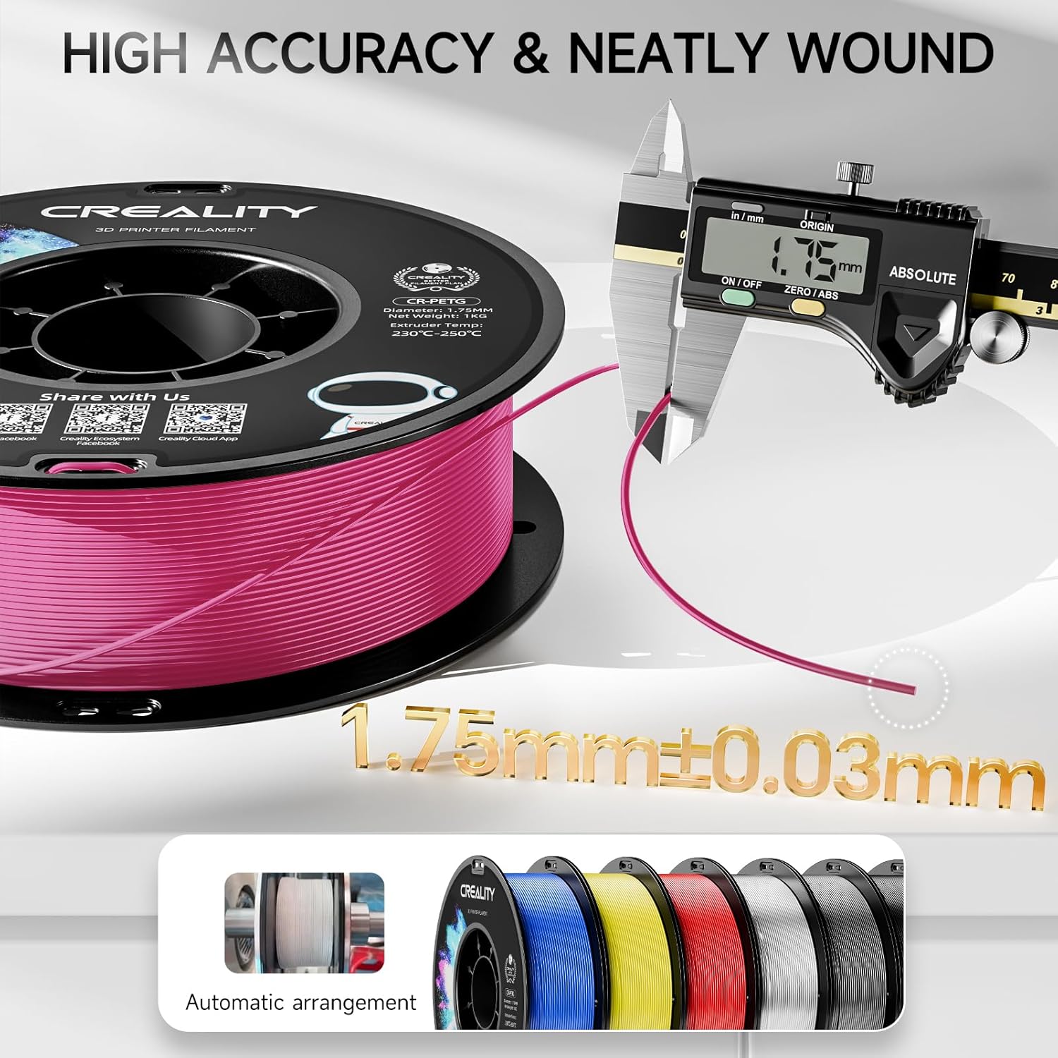 Creality 1kg White and 1kg Magenta PETG Filament