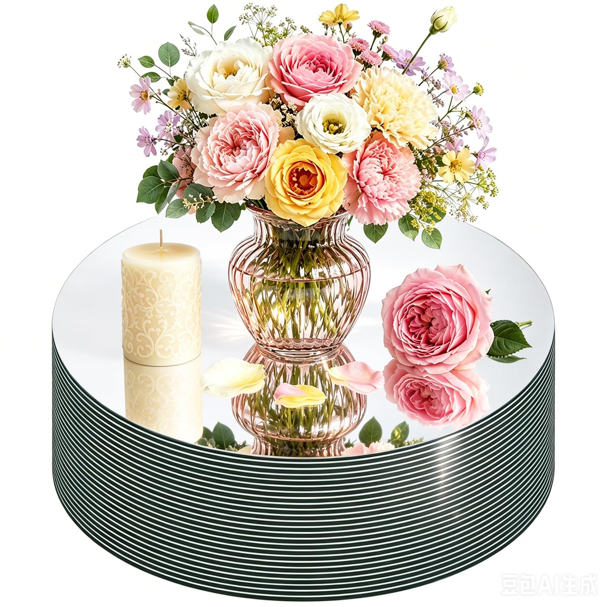 25PCS Round Mirror Centerpieces for Tables, Flat Circle Mirror Tiles for Wedding Decorations, Round Mirror Candle Plates for Party Centerpieces, Baby Shower Event Decor, Decorative Mirror Trays (30cm)