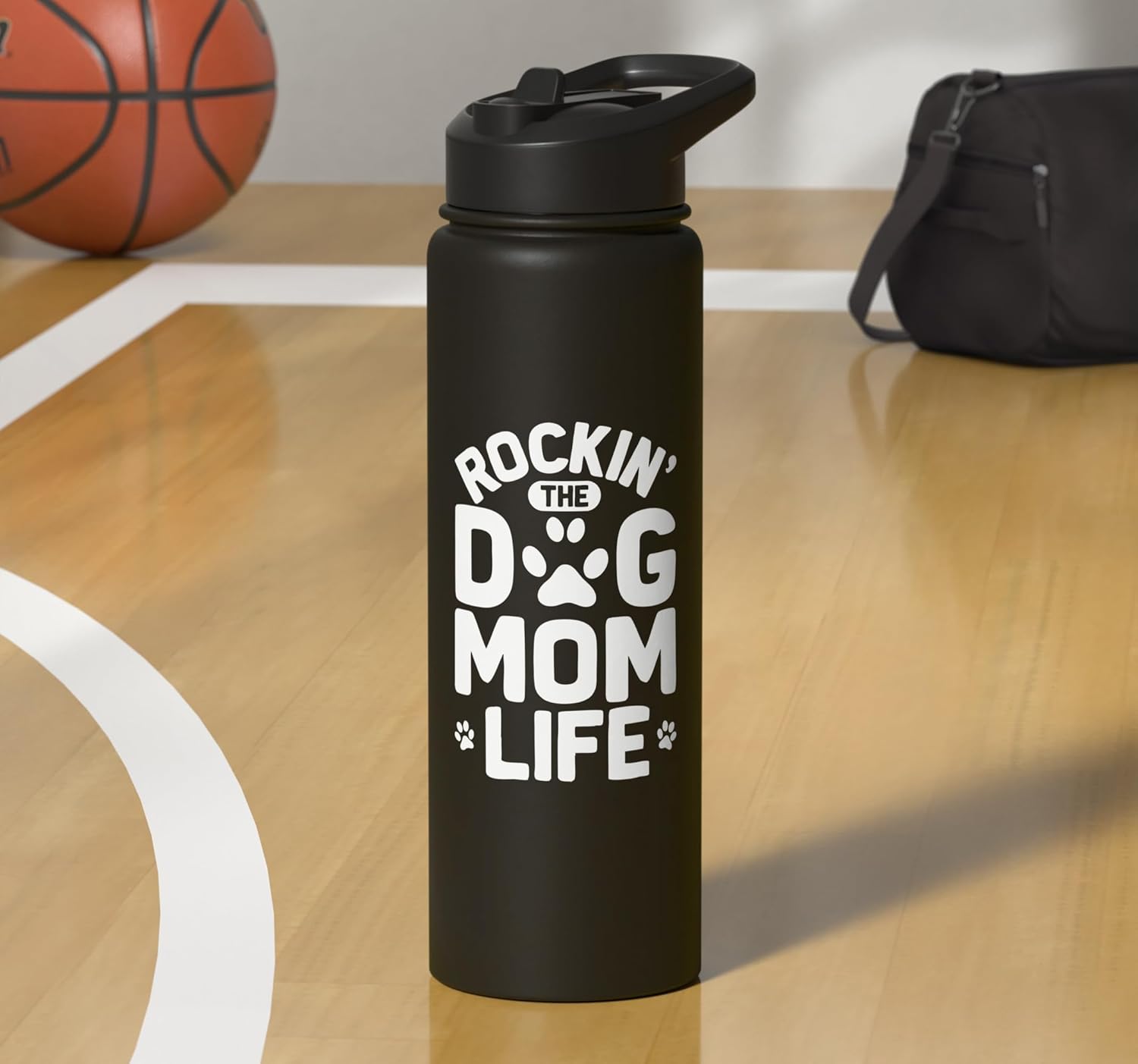Rockin' The Dog Mom Life Funny Dog Mama Puppy Lover Stainless Steel Insulated Water Bottle