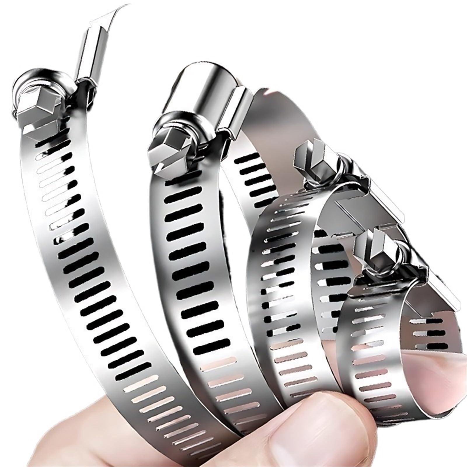 Pipe Clamp Adjustable Screw Band Worm Gear Clamp for Automobile Fuel Tube and Household Water Tap Pipeline(5PCS 19-29mm)