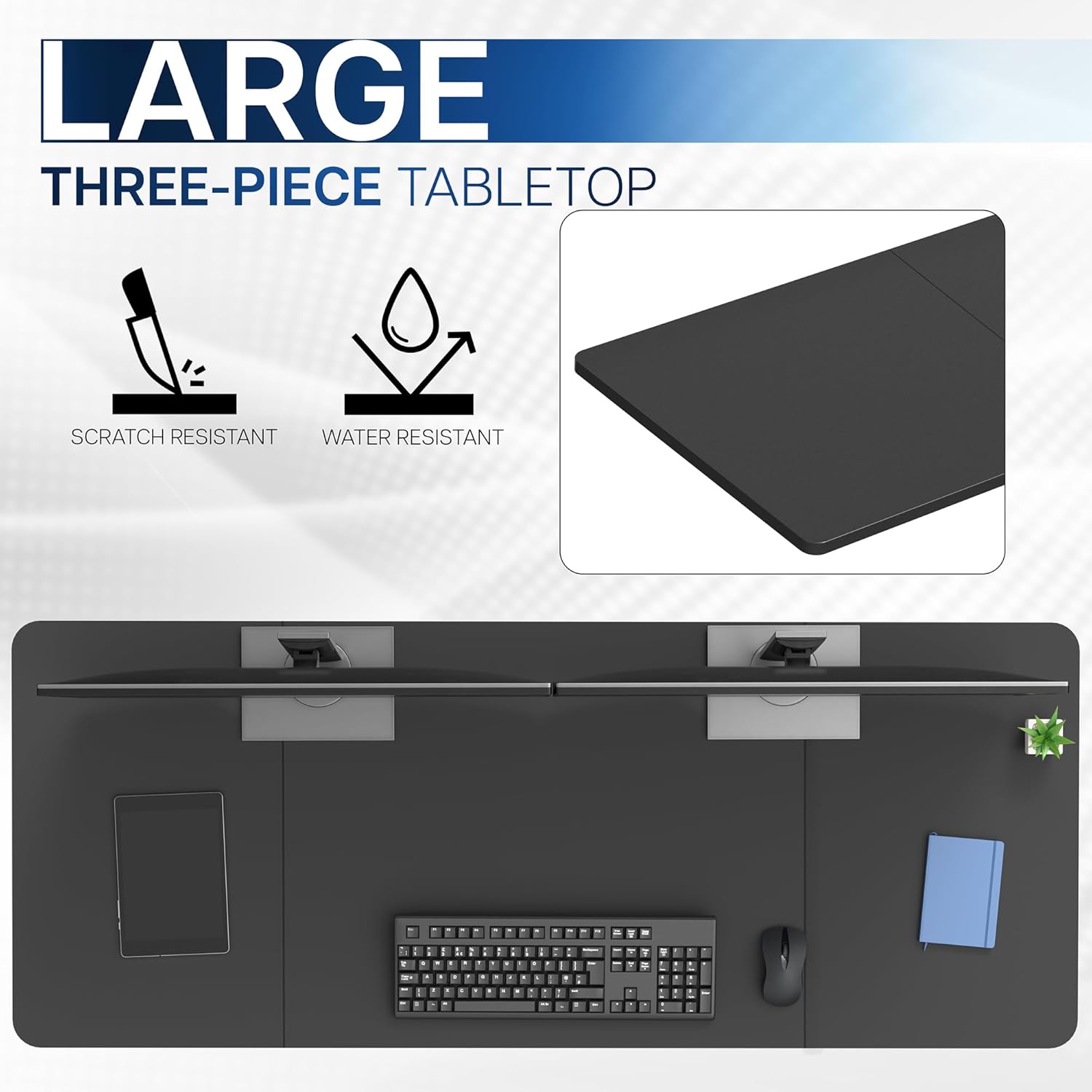 VIVO Universal 60 x 24 inch Table Top for Standard and Sit to Stand Height Adjustable Home and Office Desk Frames, Black Desktop, DESK-TOP60-24B