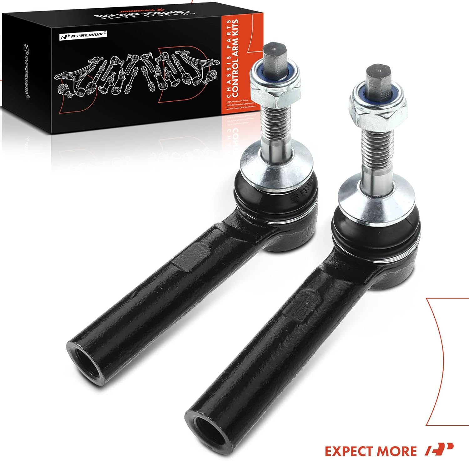 A-Premium 2 x Front Outer Tie Rod Ends, Compatible with Ford Expedition 2003-2006, Lincoln Navigator 2003-2006