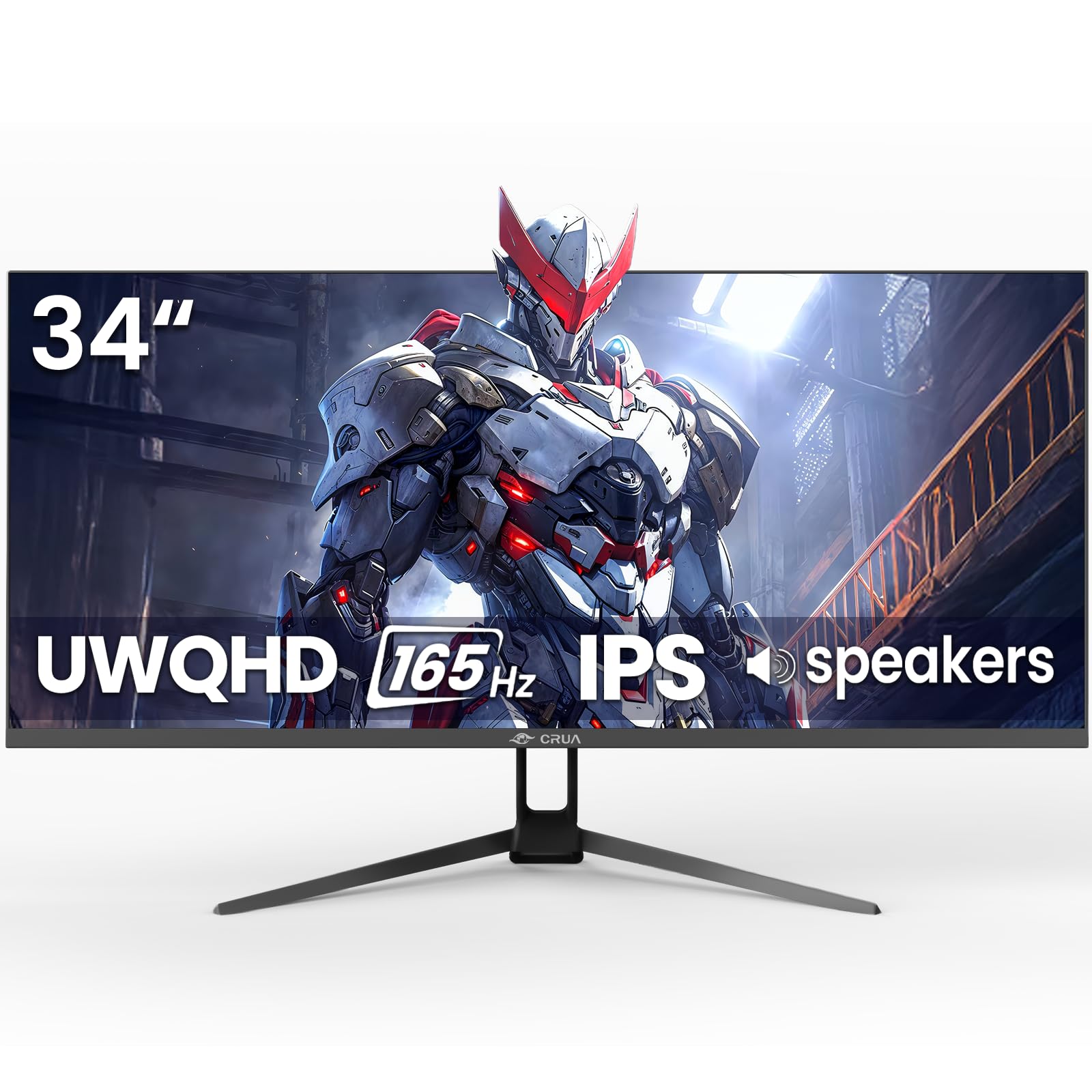 CRUA 34'' Gaming Monitor 165Hz/144Hz, 21:9 UWQHD 3440x1440 IPS