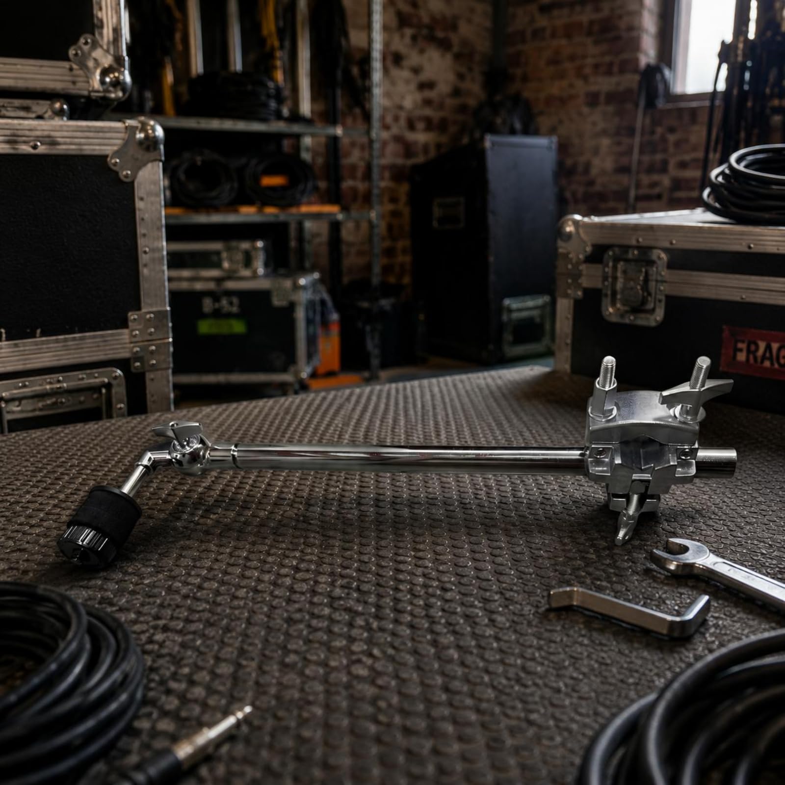 predolo Soporte de Platillo Semitriple Multifuncional Abrazadera de Platillo con Llave Metálico Equipo Musical para Bateristas, Ensayo , Brazo De Platillo Recto Largo Con Abrazadera Multifunción
