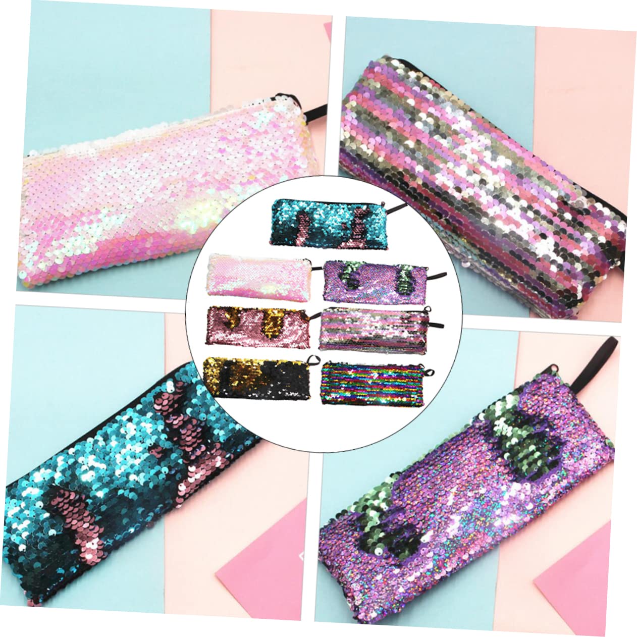NUOBESTY 21piezas Bolsa De Lápices Diseño De Sirena De Organizador De Cables y Accesorios Bolsa De Almacenamiento Portátil para Estudiantes para Uso Escolar y Oficina