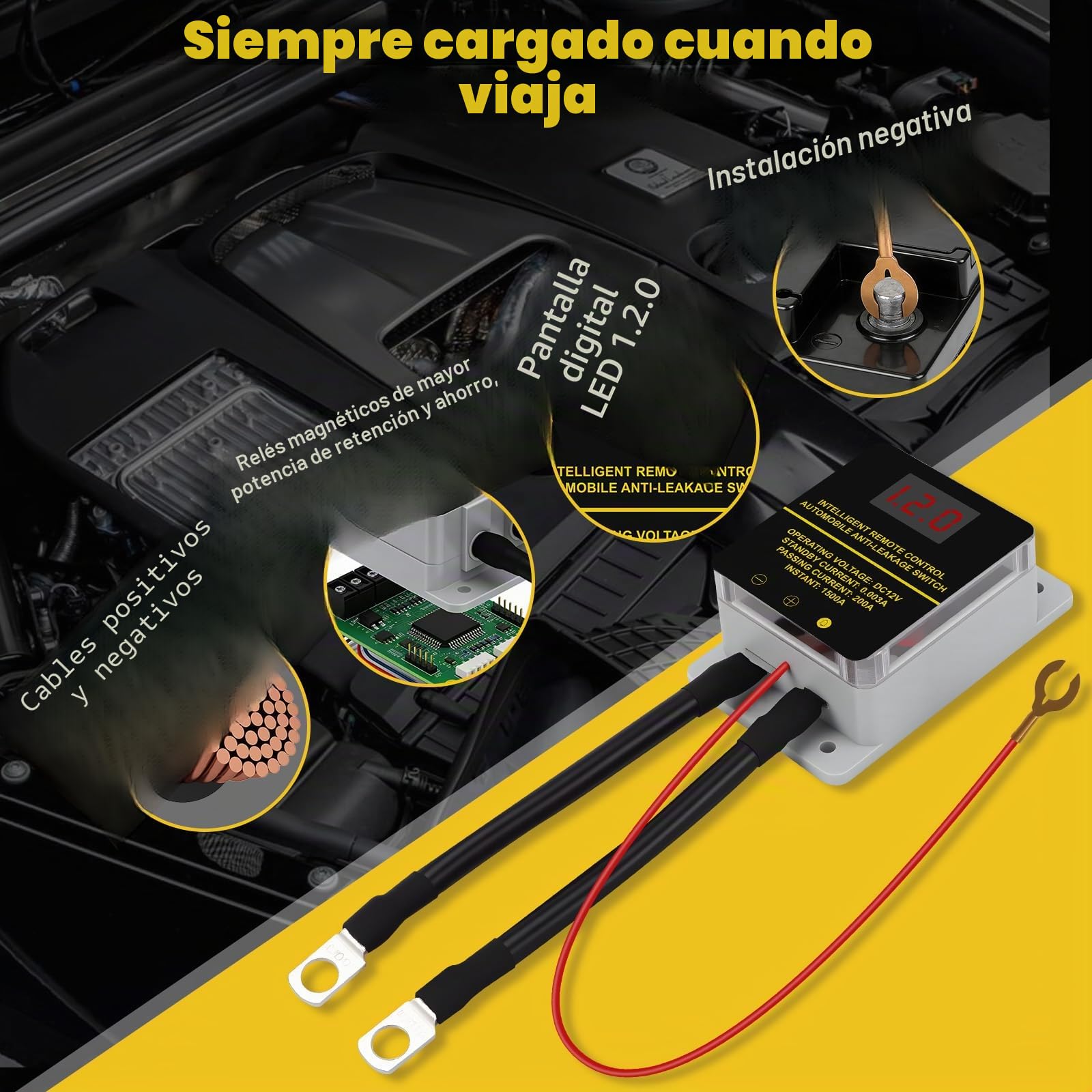 12V 200A Batterietrennschalter Autobatterieschalter, Batterie Trennschalter mit LED-Spannungsanzeige, Fernbatterie Trennschalter Funkschalter Set mit Fernbedienung für Auto RV, ATV, Boot, LKW